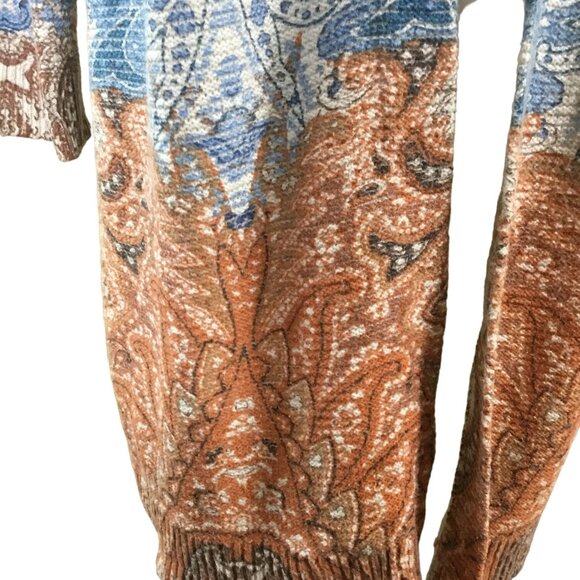 Chicos Cool Warm Mixed Paisley Print Open Front Long Sleeve Cardigan Large - Picture 4 of 11